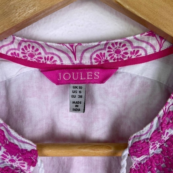 Joules Pink Daisy Foulard Oriella Shift Dress Womens US 6 Sleeveless Embroidered - Picture 4 of 8